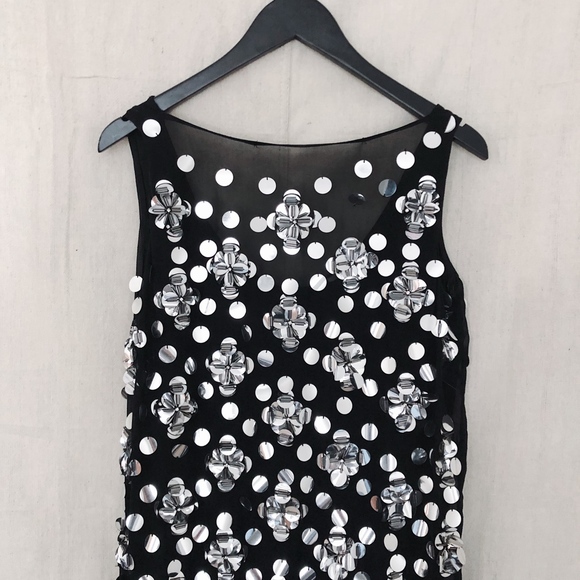 Milly Black Dress w/ Silver Paillette Sequins - Picture 3 of 8